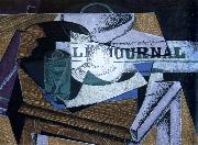Juan Gris fruit dish ,book ,and newspaper oil on canvas